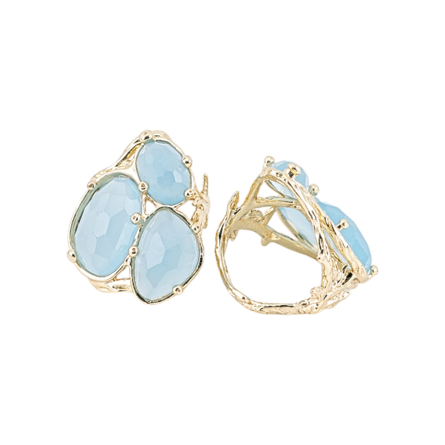 Anello Floreale Aurora in Bronzo con Pietre Naturali - Eleganza Regolabile