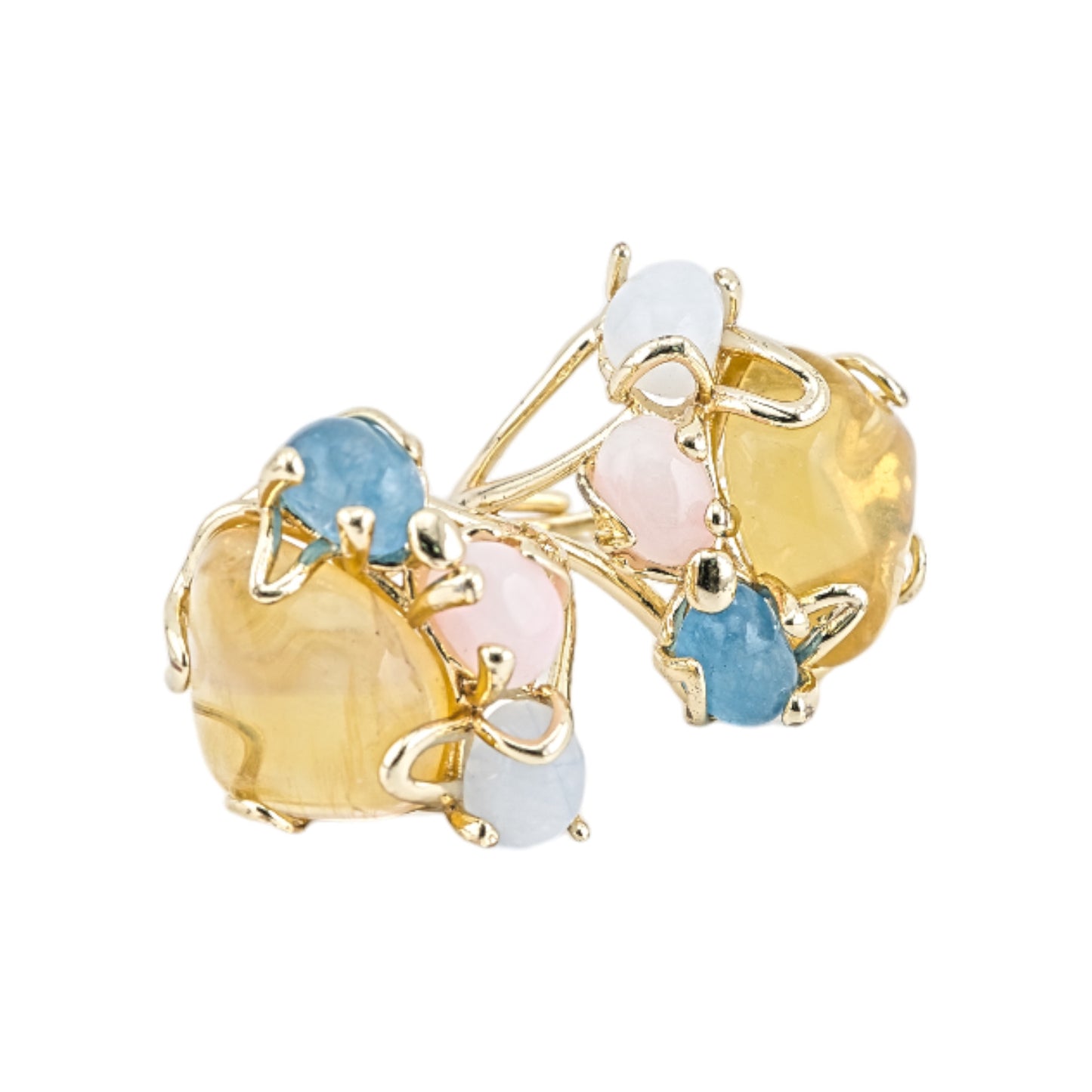 Anello Aurora in Bronzo con Pietre Naturali - Eleganza Regolabile in Oro