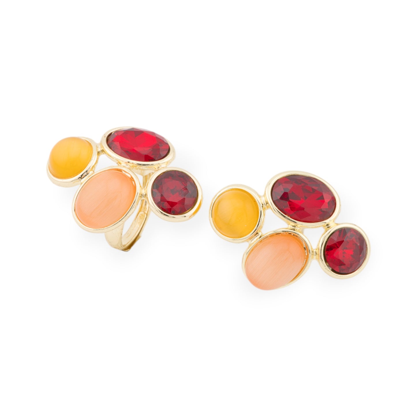 Elegant Bronze Ring with Cat's Eye and Crystals - Light and Color for Your Style