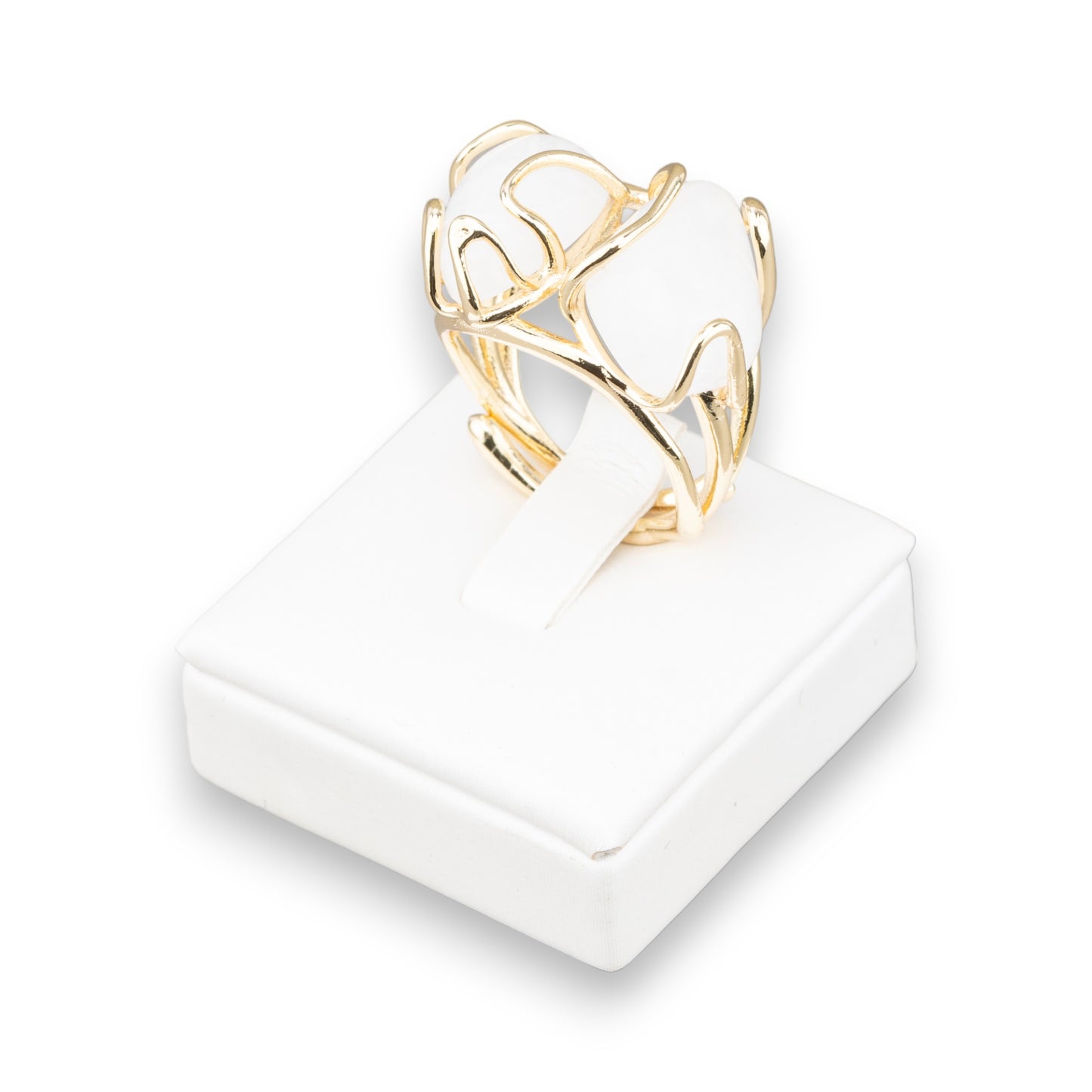 Anello Elegante in Bronzo con Pietre Naturali e Cristallo di Rocca - Misura Regolabile