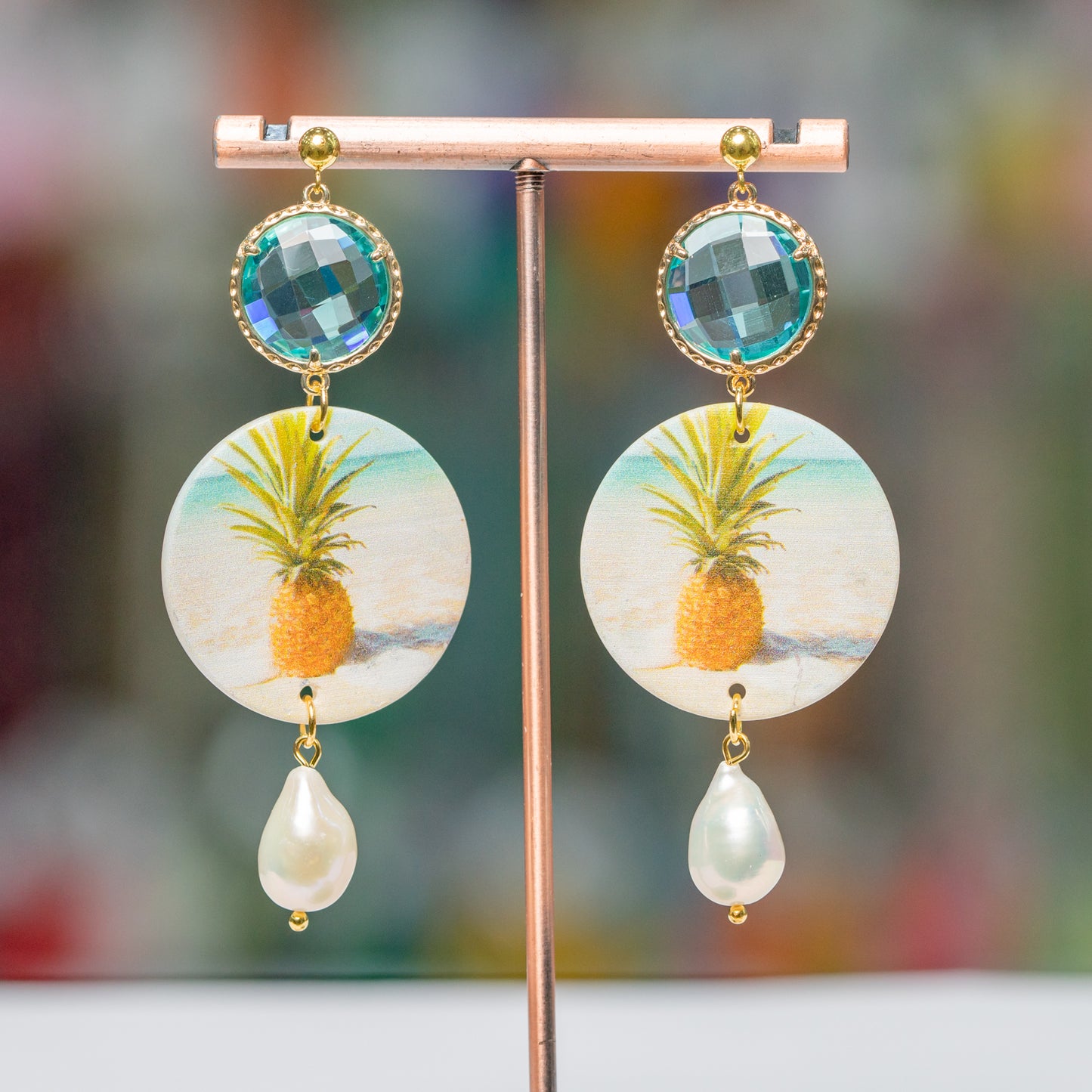 Natural Elegance Earrings in 925 Silver with Mother of Pearl and Hard Stones