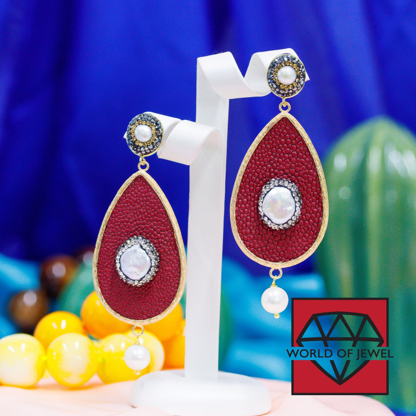 Elegant Bronze Earrings with Marcasite and Red River Pearls