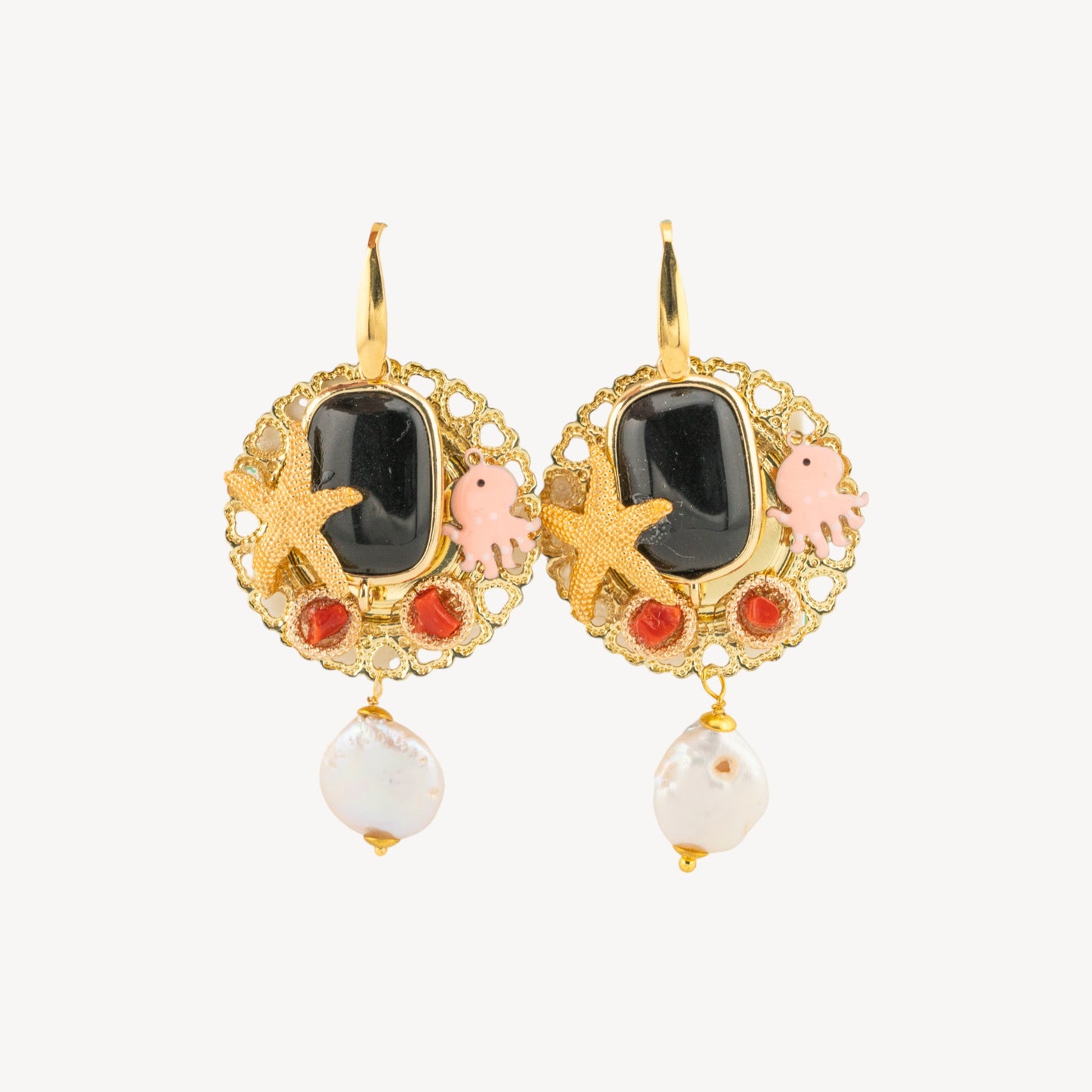 Elegant Bronze Earrings with Gemstones and Crystals - Model 17