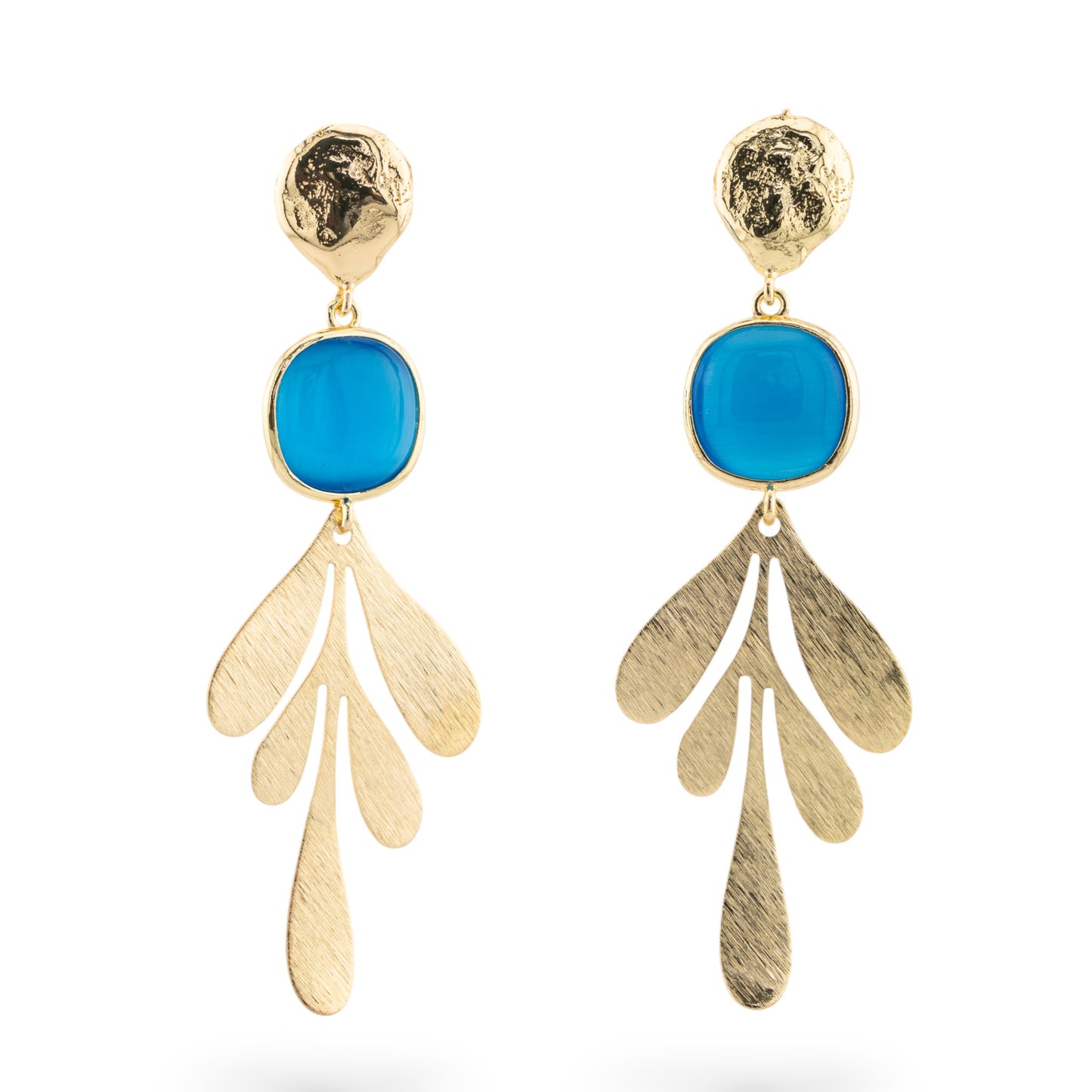 Elegant Bronze Cat's Eye Cabochon Stud Earrings - Unique Style and Celestial Brilliance