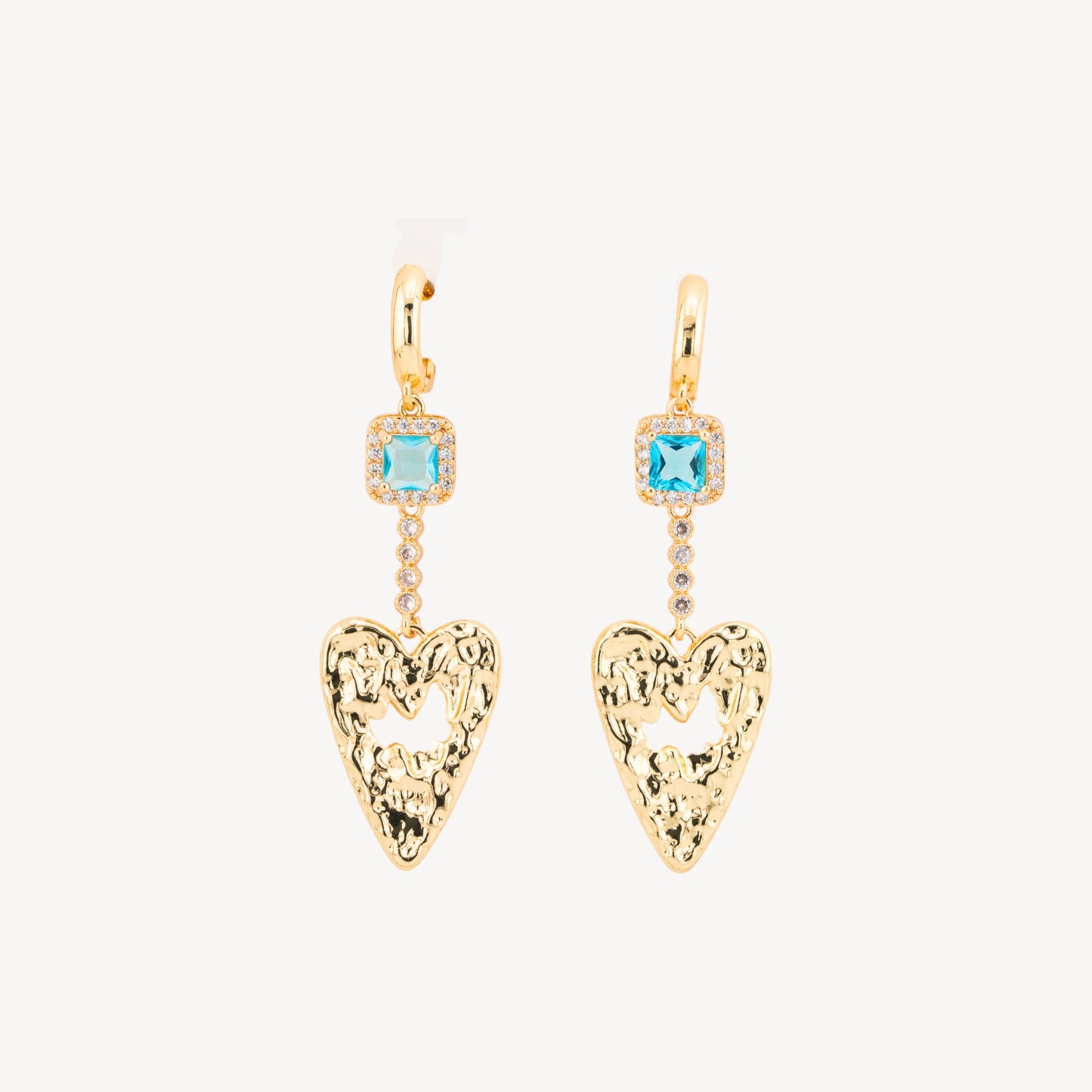 Elegant Bronze Earrings with Crystals and Golden Heart Celeste