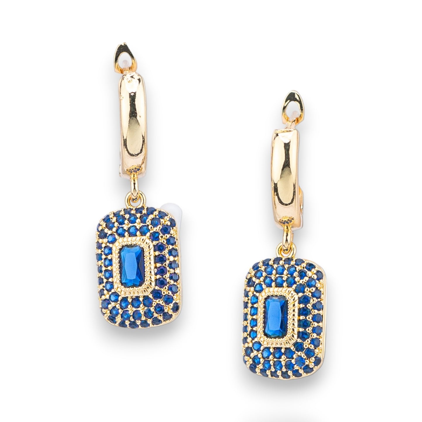 Elegant Bronze Earrings with Pavé Zircon Pendant and 10x32mm Light Point
