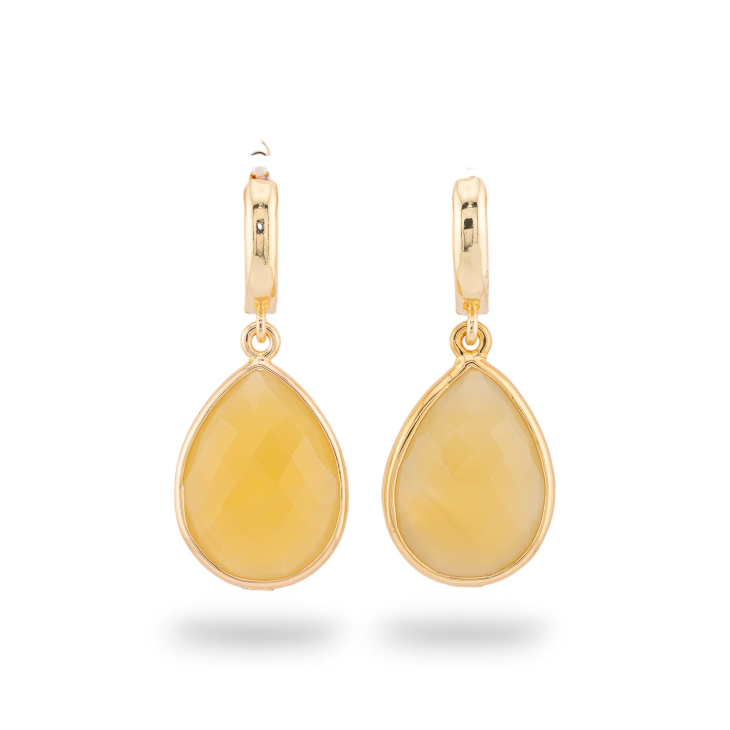 Natural Elegance Stud Earrings with Hard Stones and Golden Drops