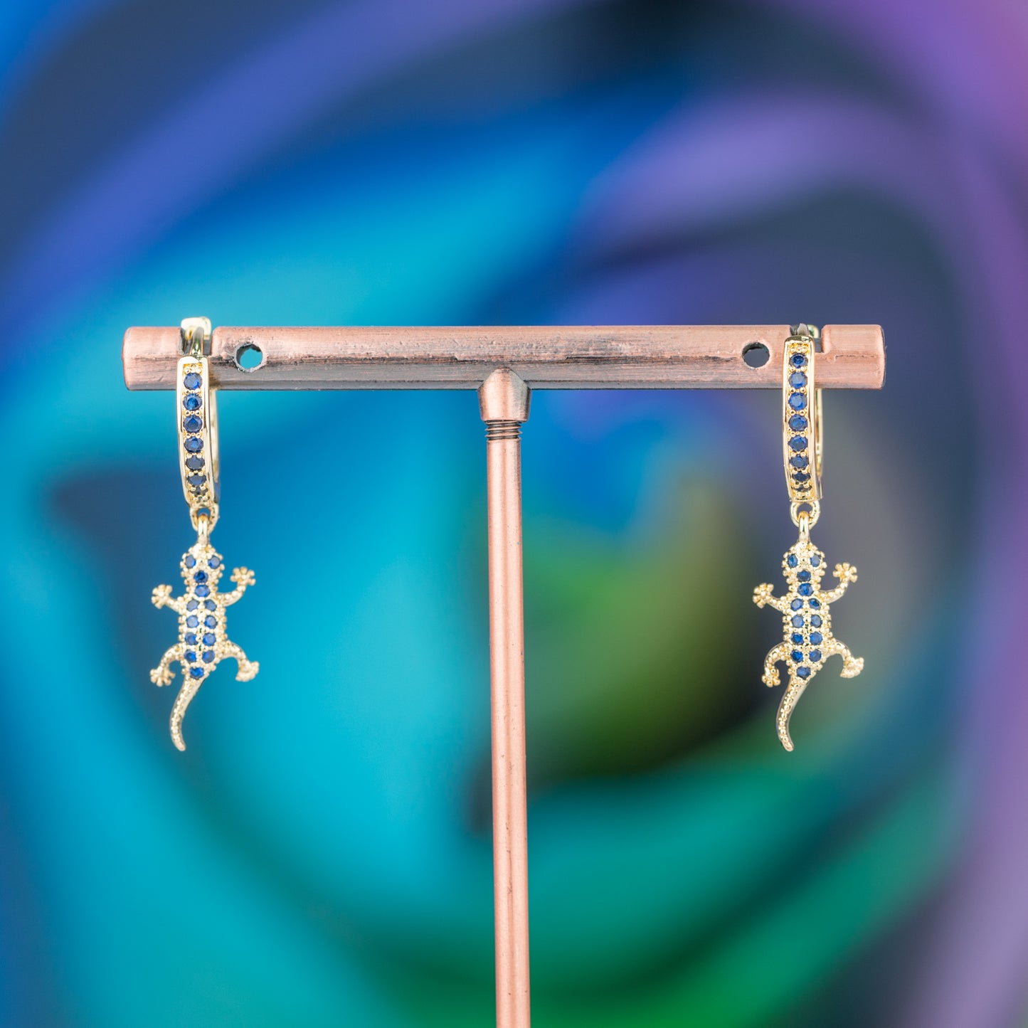 Bronze Stud Earrings with Zircons: Unique Style and Natural Charm