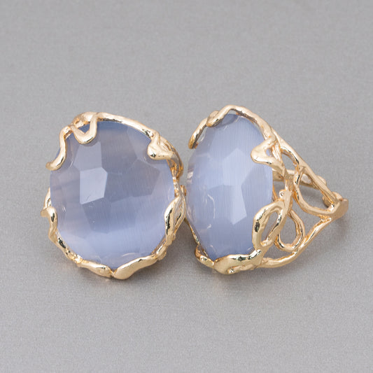 Anello AURORA in Bronzo con Occhio di Gatto - Eleganza Regolabile in Oro Grigio