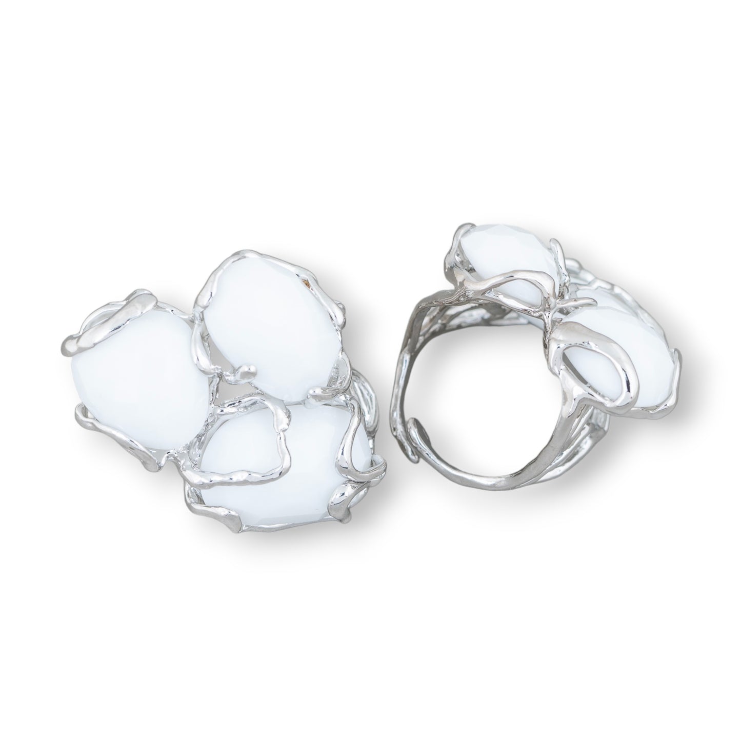 Anello Aurora in Bronzo con Occhio di Gatto – Eleganza Regolabile con Agata Bianca