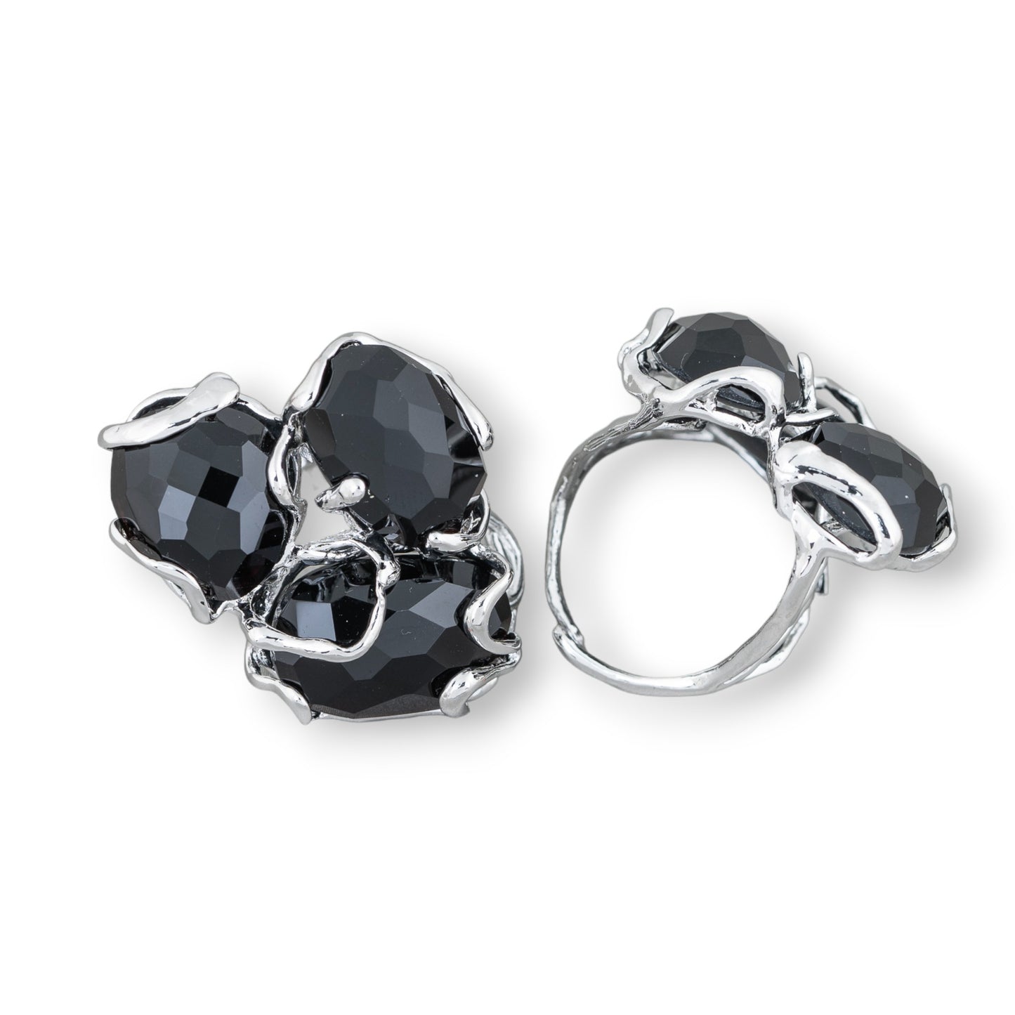 Aurora Ring in Black Rhodium-Plated Bronze with Cat's Eye - Adjustable Elegance