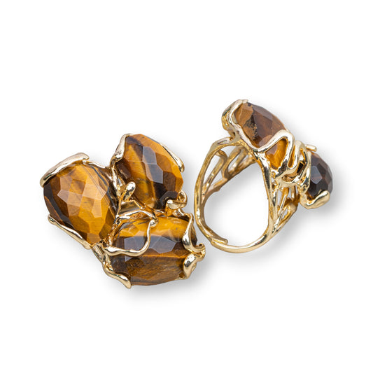 Aurora Ring in Gilded Bronze with Hard Stones - Elegant and Adjustable Design