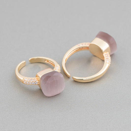 Elegant Bronze Ring with Cat's Eye and Zirconia: Sophistication in Powder