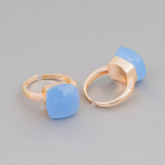 Elegant Bronze Ring with Cat's Eye and Blue Zirconia - A Unique Treasure