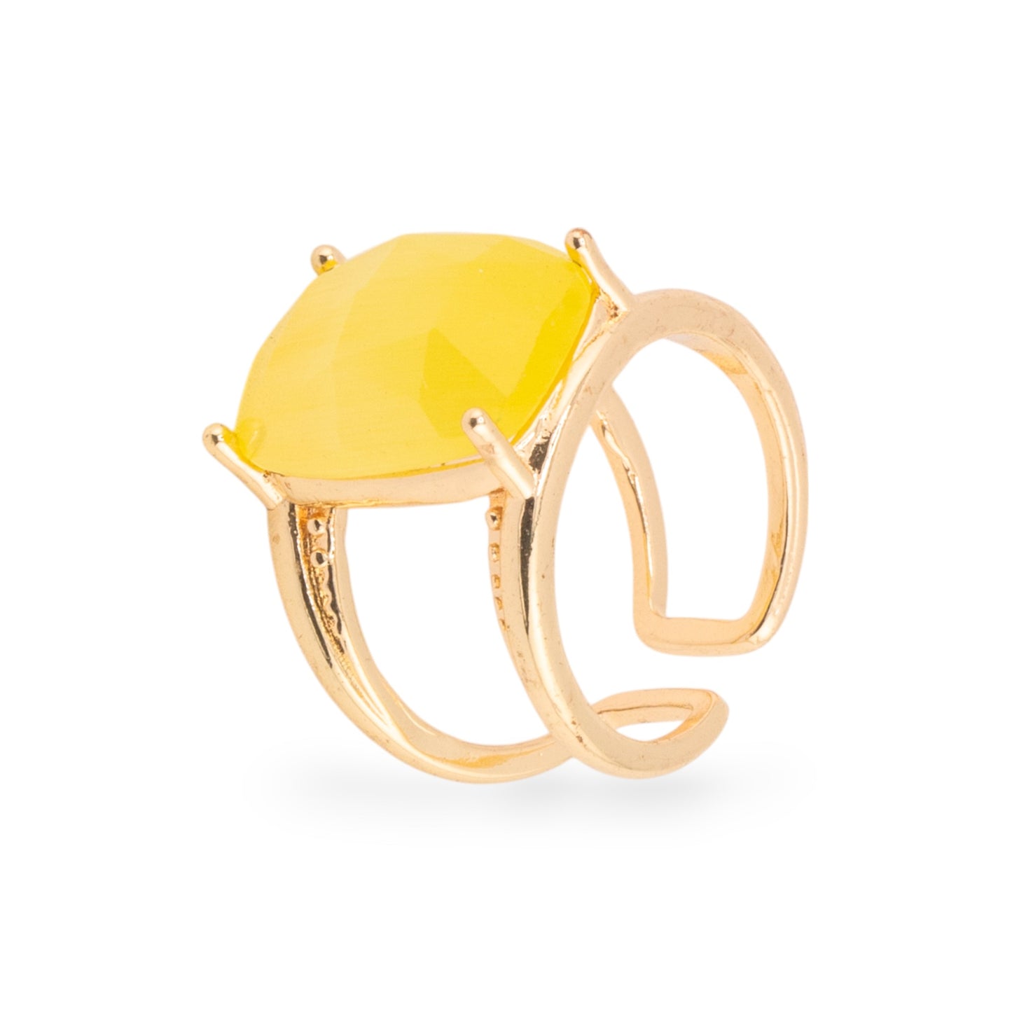 Elegant Bronze Ring with Cat's Eye - Adjustable Size in Yellow Gold