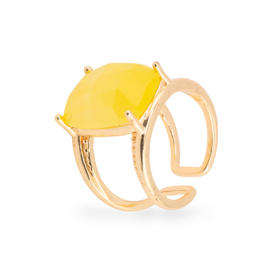 Elegant Bronze Ring with Cat's Eye - Adjustable Size in Yellow Gold