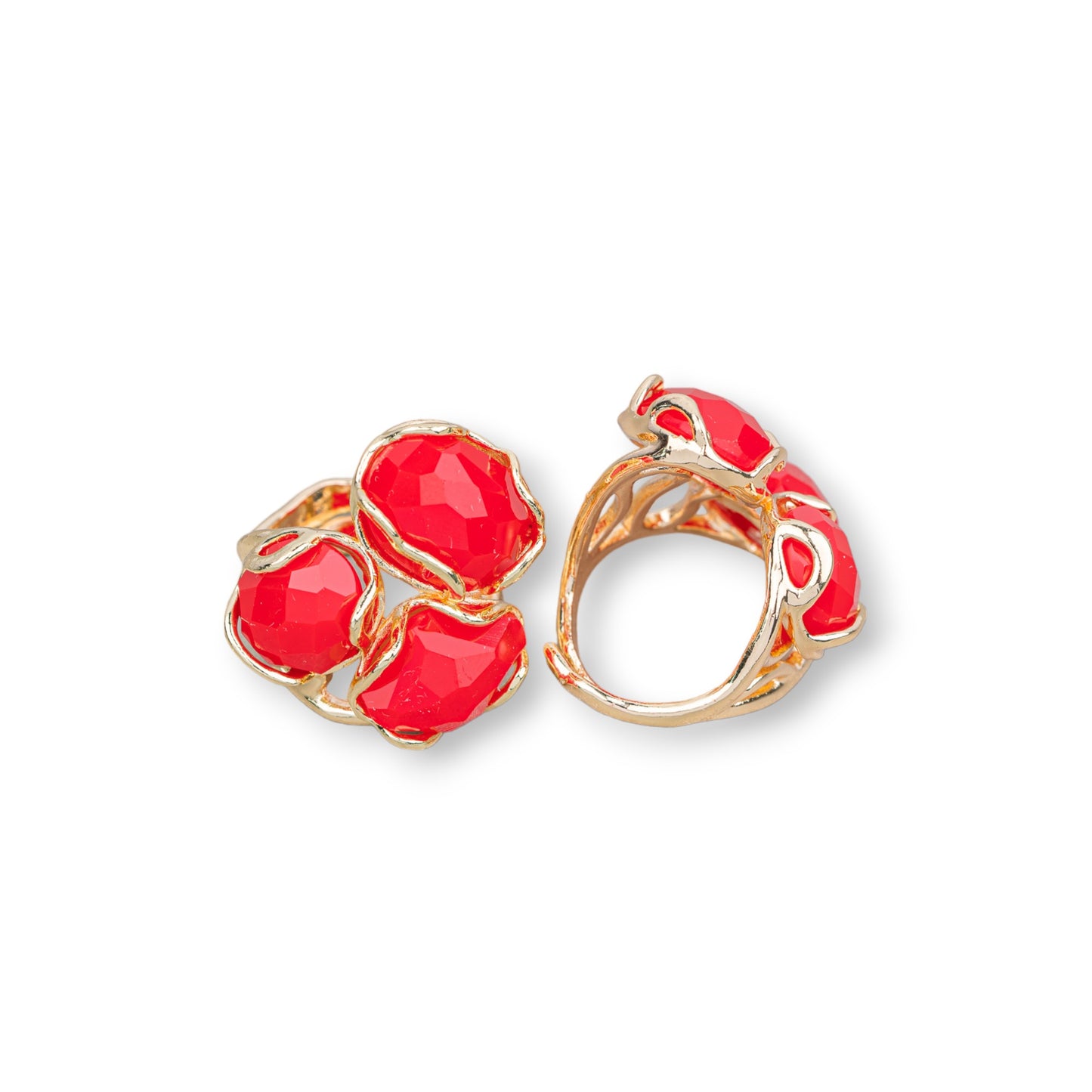 Aurora S Ring: Adjustable Elegance in Gold-Plated Bronze with Cat's Eye Gem