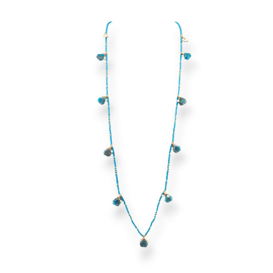 Charlestone Bijoux Necklace Of CZ Crystals With Hard Stones And Majorca Pearls With Hematite 90cm Apatite