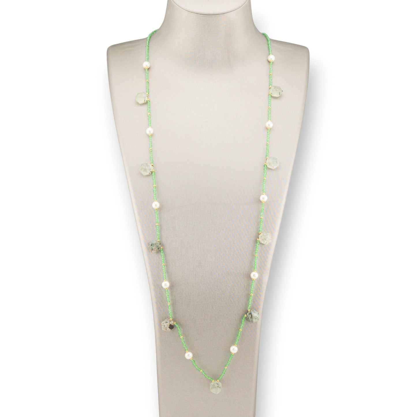 Bijoux Charleston Necklace Of Semi-precious Stones, River Pearls And Crystals 90cm Pre-ordered