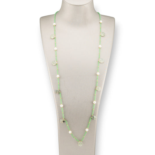 Bijoux Charleston Necklace Of Semi-precious Stones, River Pearls And Crystals 90cm Pre-ordered