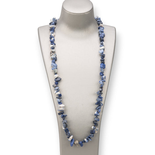 Charlestone Necklace Bijoux Of Hard Stones Sasso Chips 8x12mm Knotted 90cm Sodalite