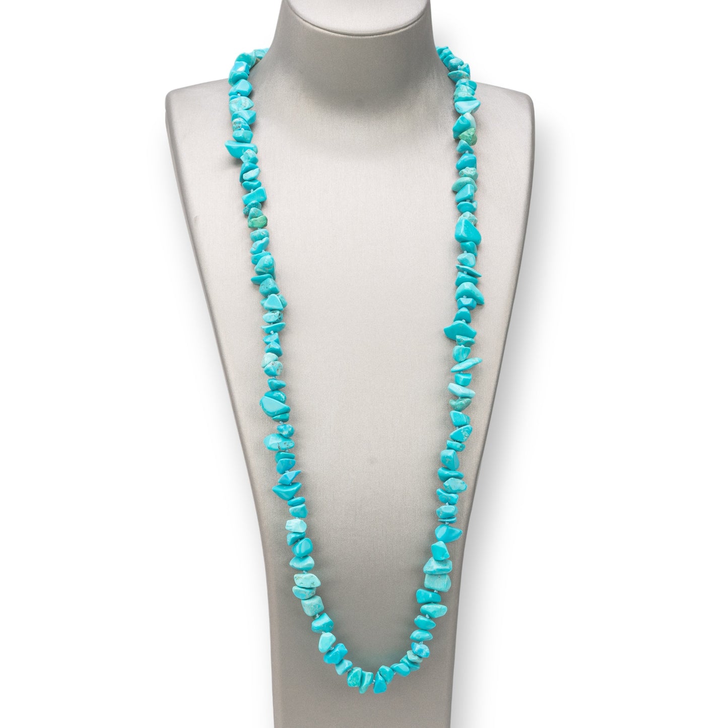 Charlestone Necklace Bijoux Of Hard Stones Sasso Chips 8x12mm Knotted 90cm Turquoise