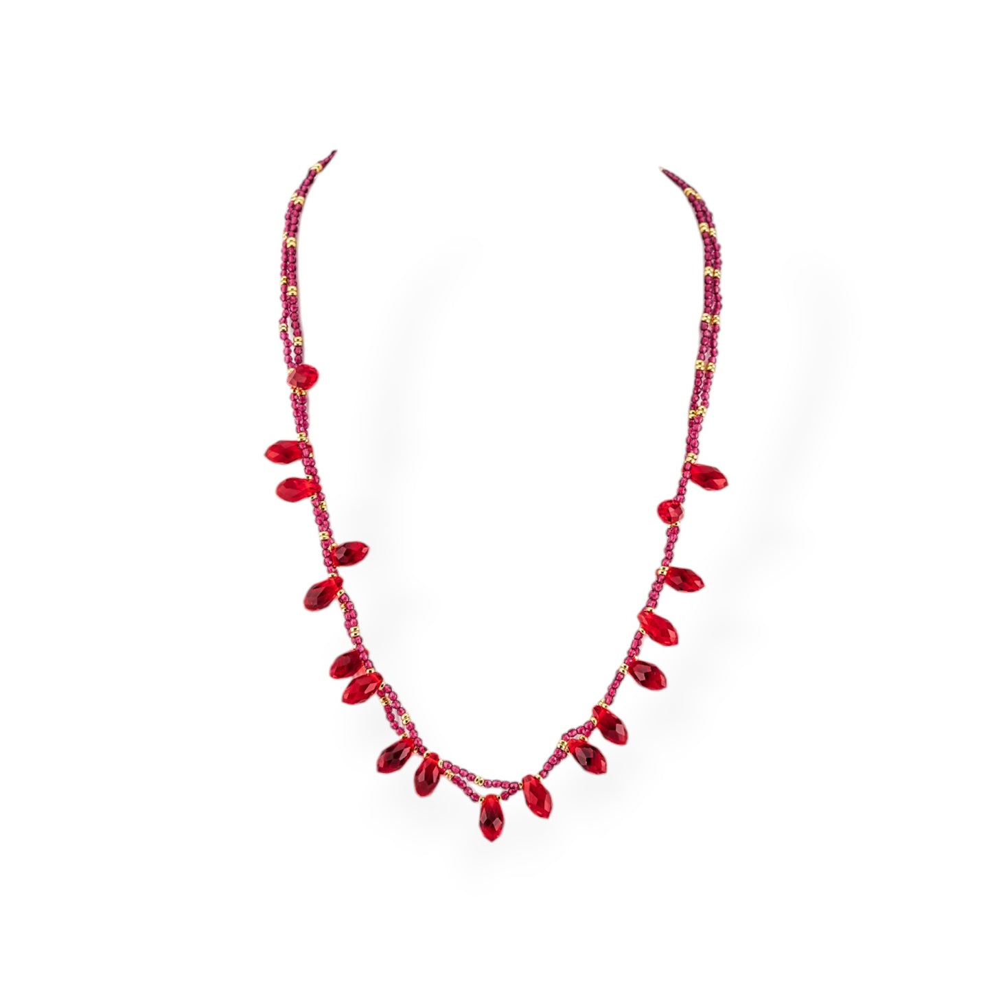 Collana Bijoux Di Cristalli CZ Con Elementi Di Bronzo 2pz Bright Red