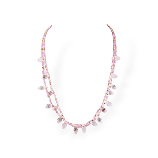 Collana Bijoux Di Cristalli CZ Con Elementi Di Bronzo 2pz Crystal Pink