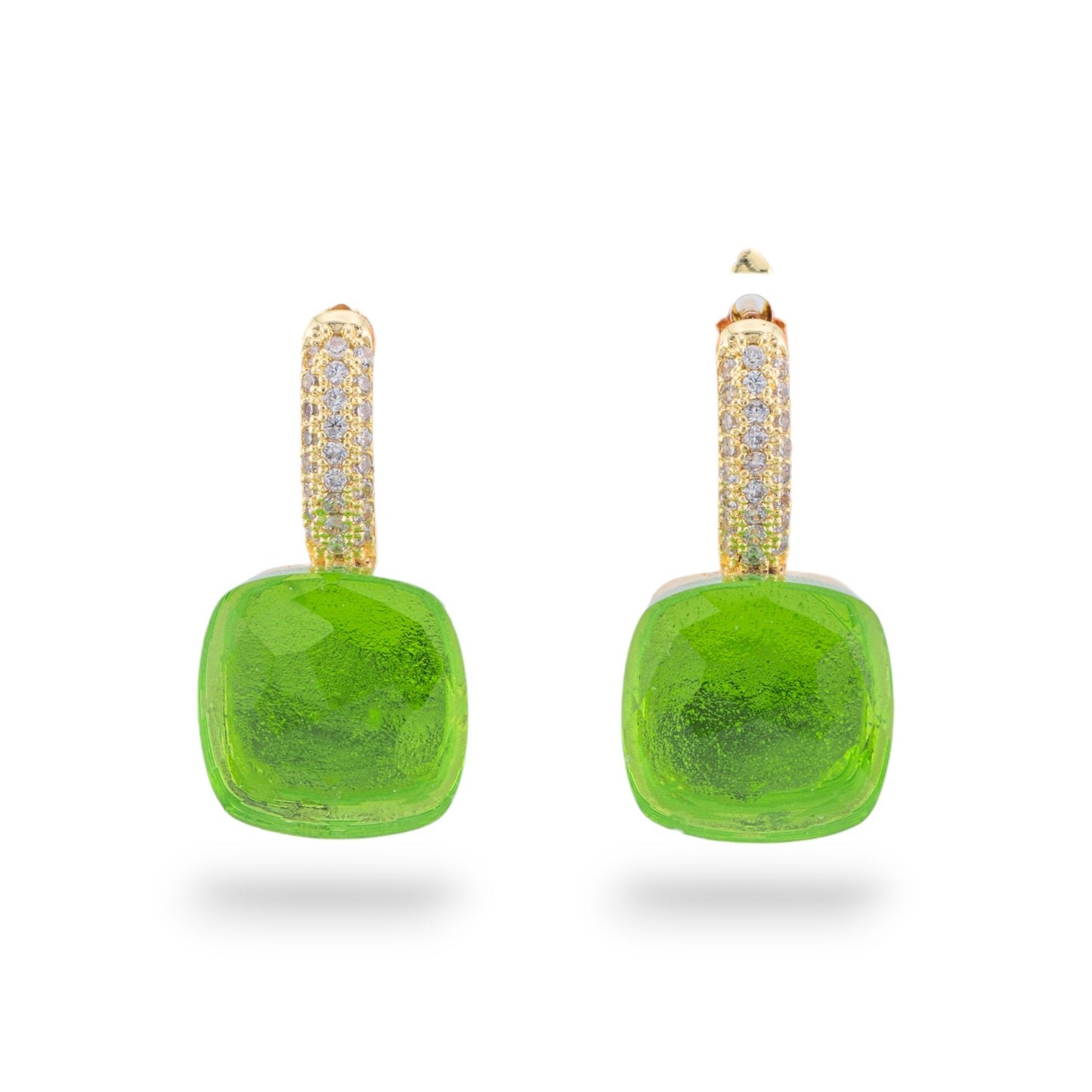 Eleganza Vintage: Orecchini A Monachella Chiusa in Bronzo con Occhio di Gatto e Zirconi