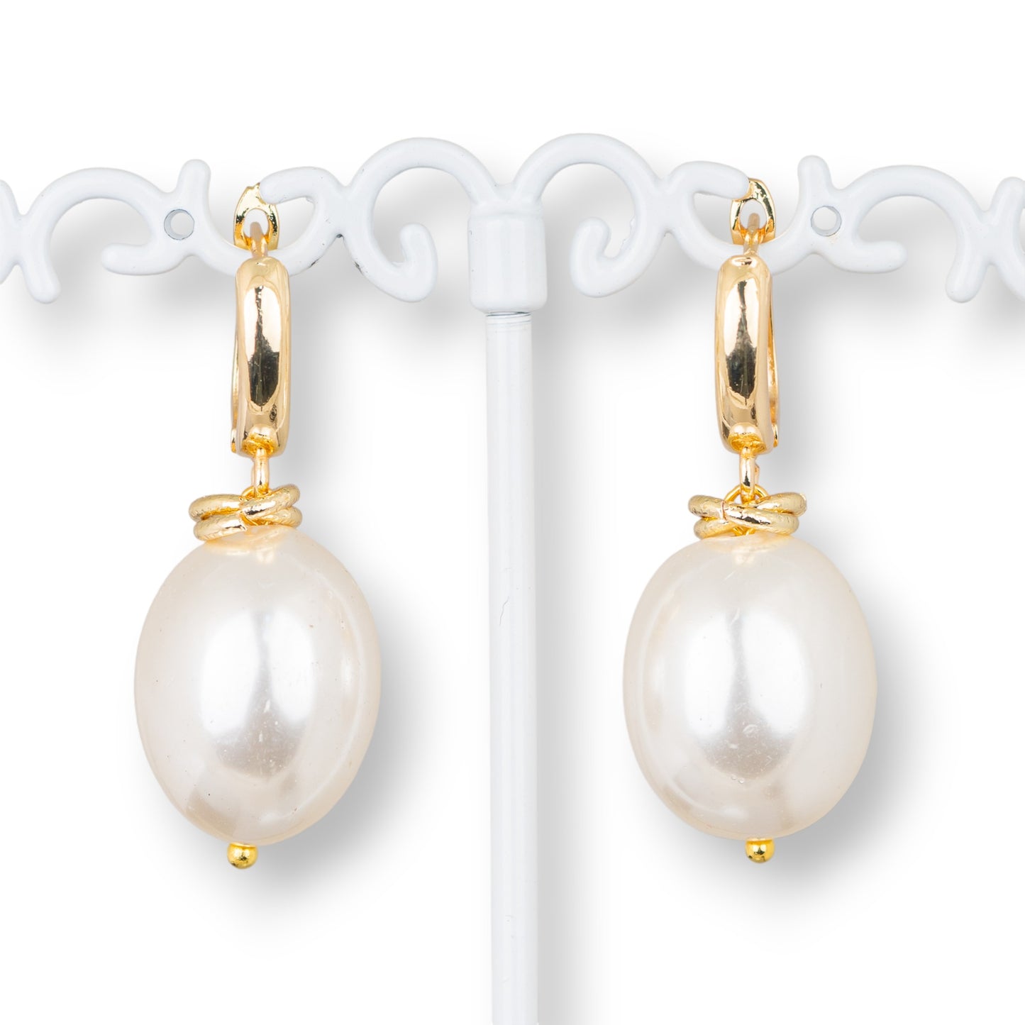Elegant Gold-Plated Bronze Monachella Earrings with 15x40mm Majorca Pearls