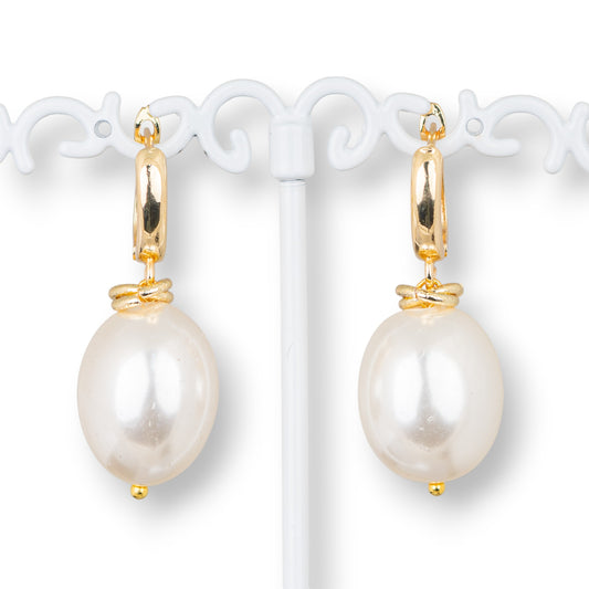Elegant Gold-Plated Bronze Monachella Earrings with 15x40mm Majorca Pearls