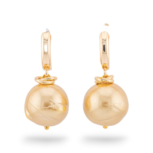 Monachella Eleganza Earrings: Bronze with Majorca Pearl Pendant