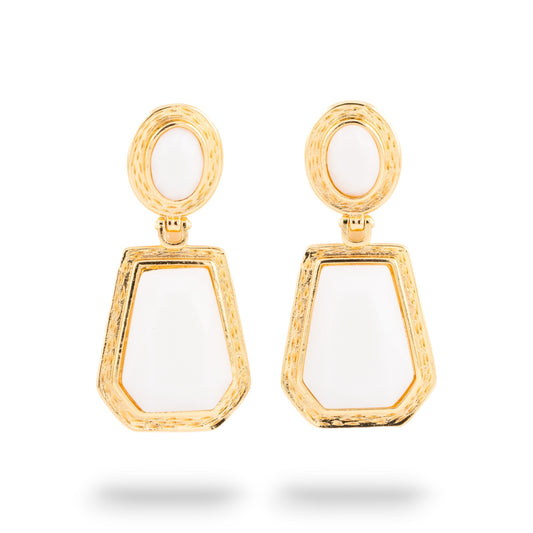 Monachella Eleganza Earrings: Gold and White CZ Crystals in Bronze