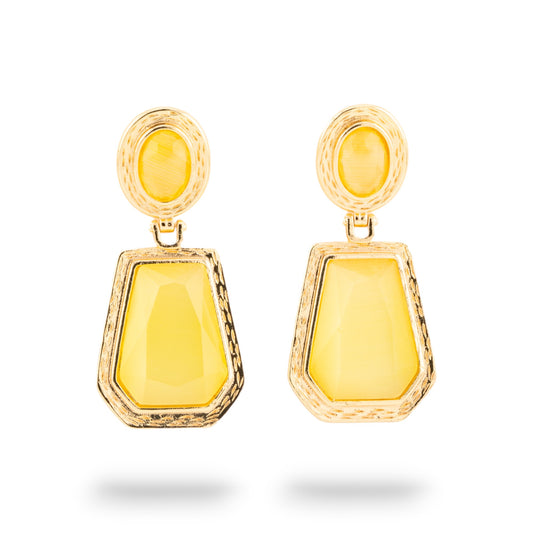 Bronze Monachella Earrings with Gold-Tone CZ Crystal Cabochon – Sustainable Elegance