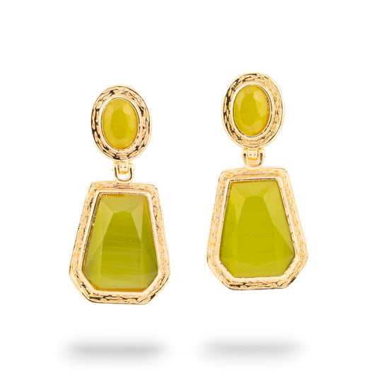 Bronze Monachella Earrings with CZ Crystal Cabochon - Eleganza Oliva