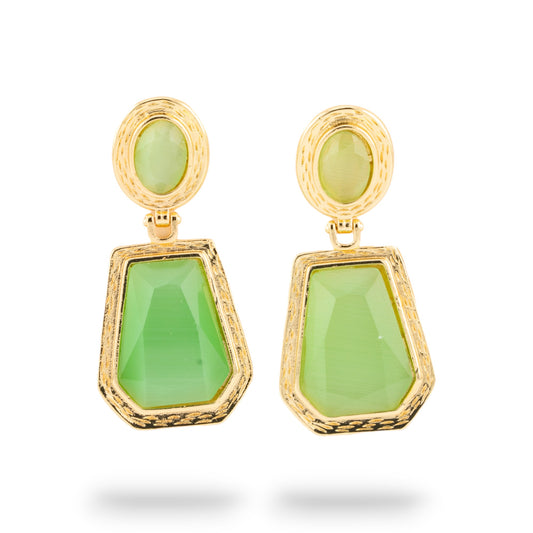 Bronze Monachella Earrings with Green CZ Crystals: Eternal Elegance