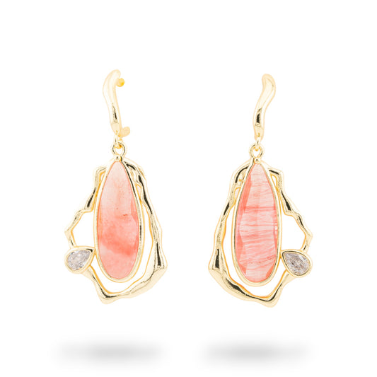 Bronze Monachella Earrings with Elegant Cherry CZ Crystal Cabochons