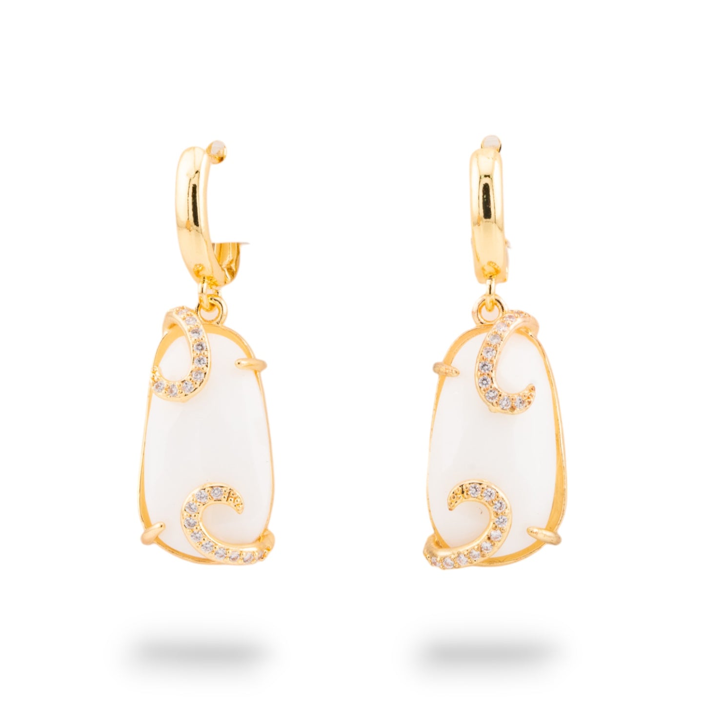 Orecchini Eleganti in Bronzo con Occhio di Gatto e Zirconi - Un Gioiello Unico