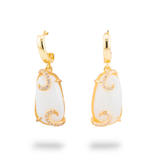 Bronze Monachella Earrings with Cat's Eyes and Zircons - Bright Elegance