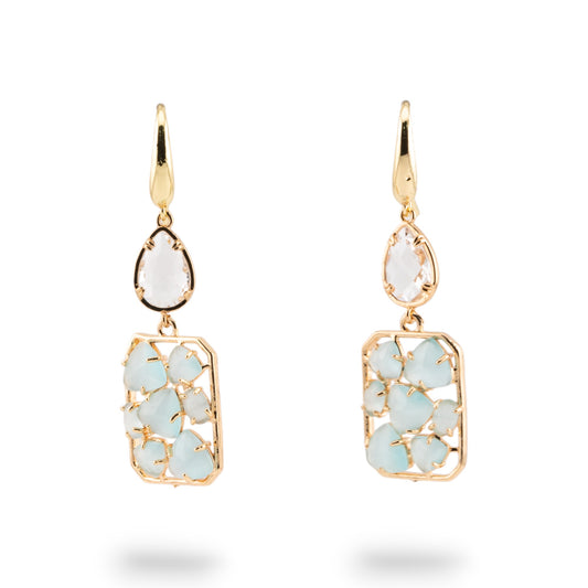 Monachella Eleganza Earrings: Cat's Eye and Chic CZ Crystals