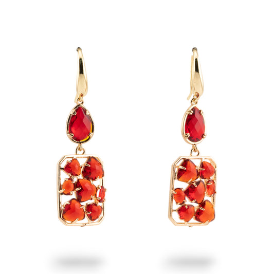 Monachella Eleganza Earrings: Cat's Eye with Red CZ Crystals