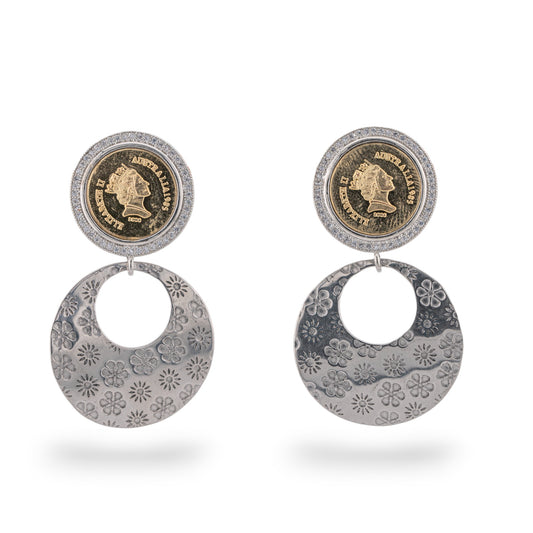 Bronze Coin Stud Earrings With Component MOD1