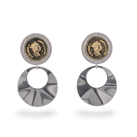 Bronze Coin Stud Earrings With MOD2 Component