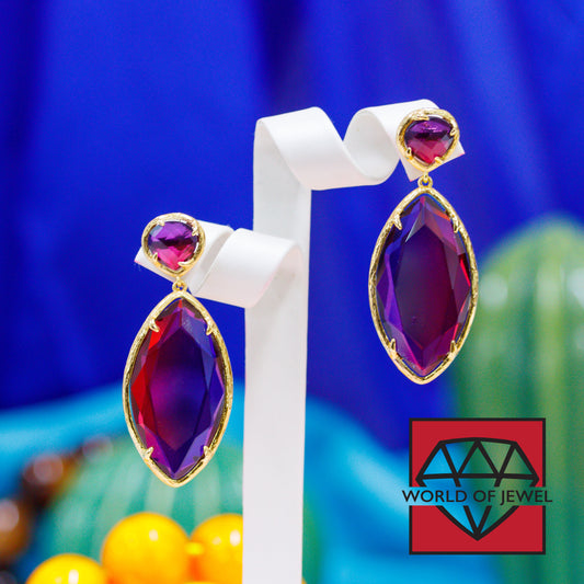 Elegant Bronze Cat Eye Earrings - Refined Style Red Purple