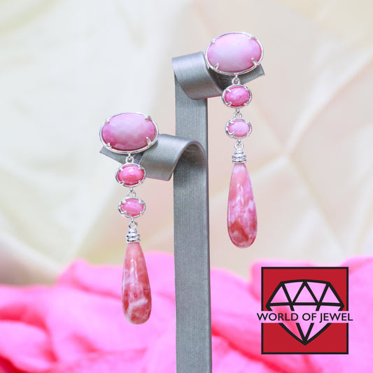 Elegant Bronze Earrings with Cat's Eye and Hard Stones Angel Skin