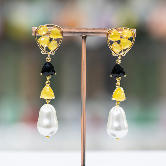 Elegant Bronze Earrings with Cat's Eyes and Magic Drops - A Touch of Unique Style