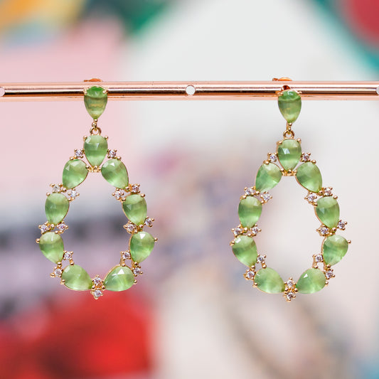 Elegant Bronze Cat's Eye and Zirconia Earrings - A Dream Jewelry