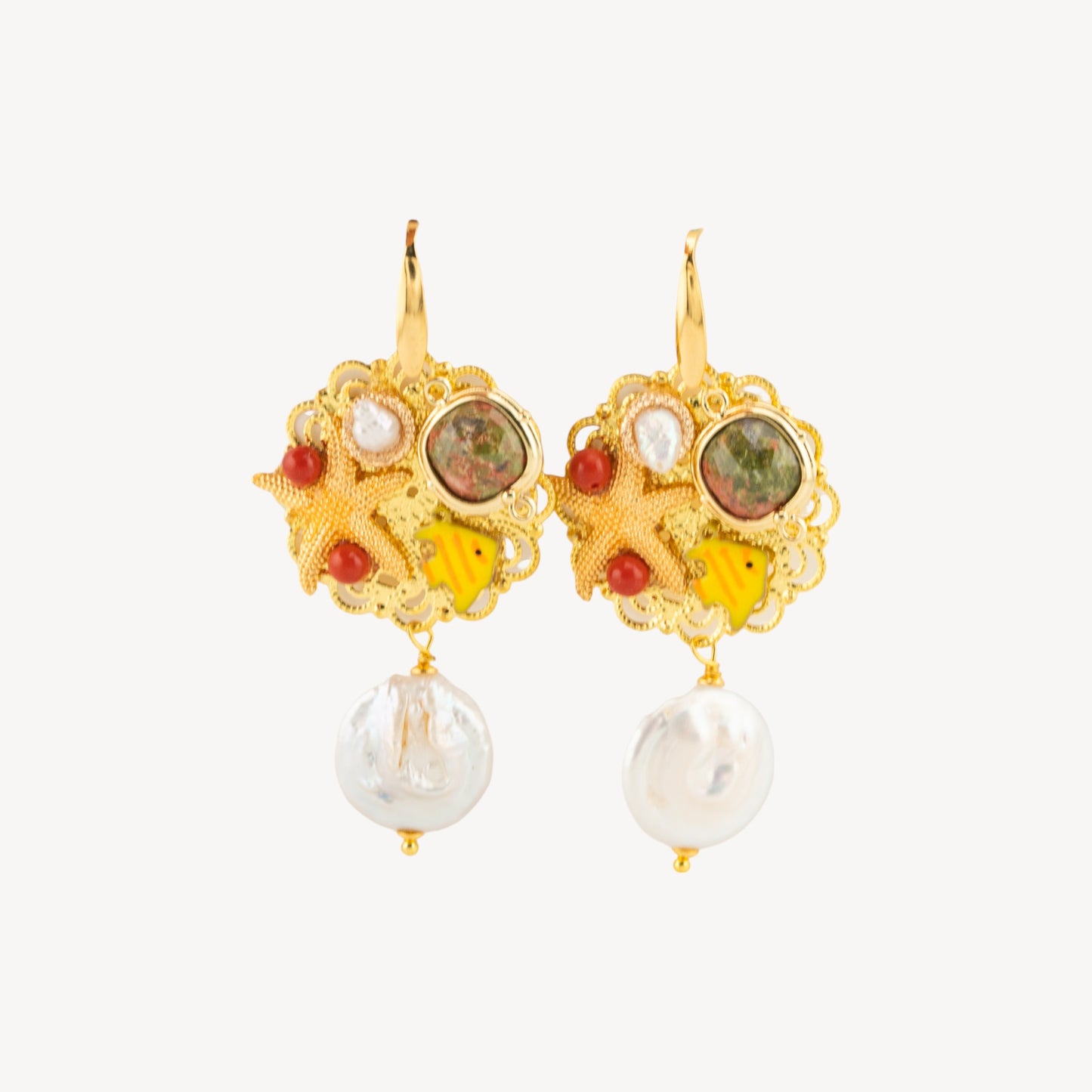 Elegant Bronze Earrings with Gemstones and Crystals – Model 11