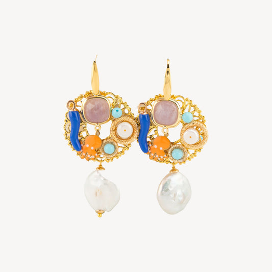 Refined Bronze Earrings with Stones and Crystals – Model 13 Unique Elegance