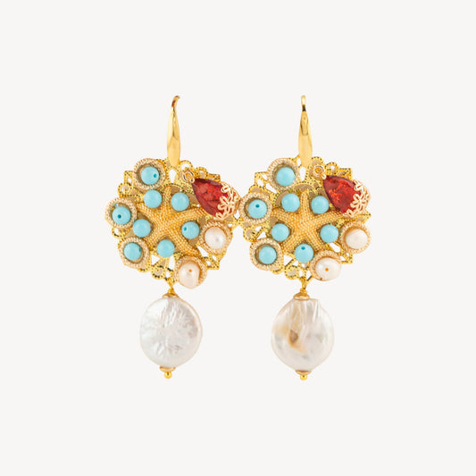Elegant Bronze Earrings with Gemstones and Crystals – Model 14